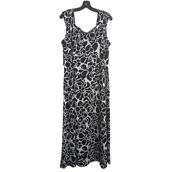 Chadwicks Black and White Sleeveless Floral Midi Dress 1X - Picture 2 of 10